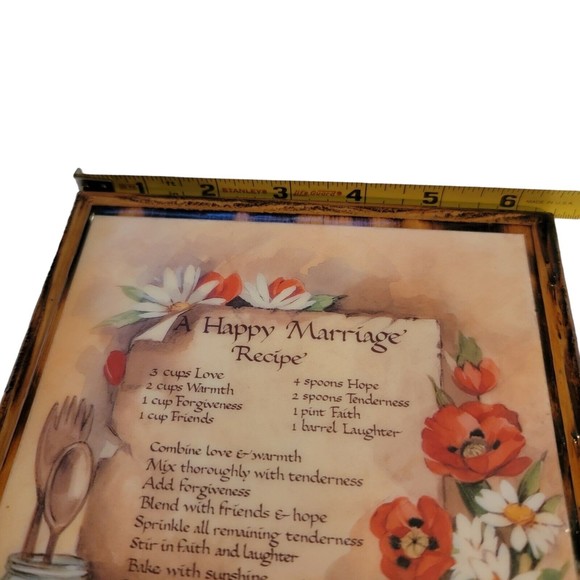 Vintage Wood Under Resin Wall Plaque/Sign A Happy Marriage Recipe Alan Grant - Picture 6 of 6
